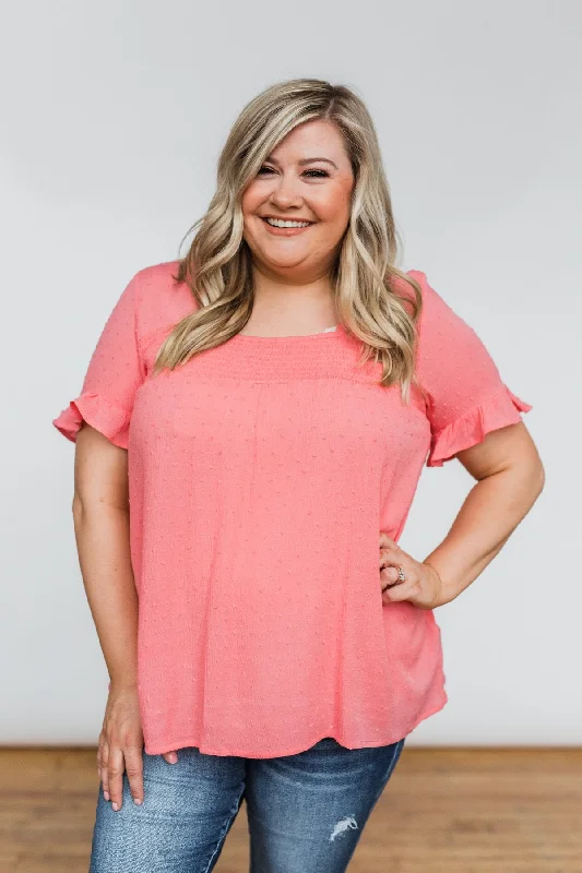 Unleash Your Fashion See You Again Short Sleeve Top- Coral