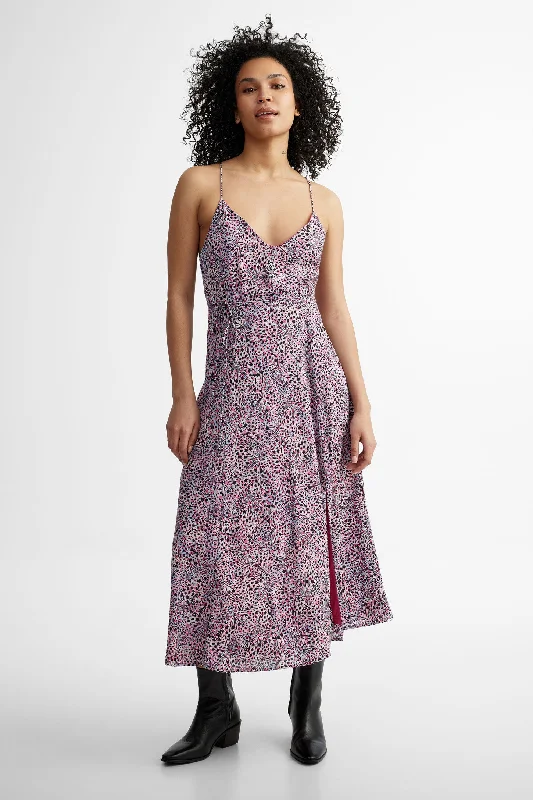 Huge Markdowns Robe longues bretelles fines croisées imprimé floral - Femme