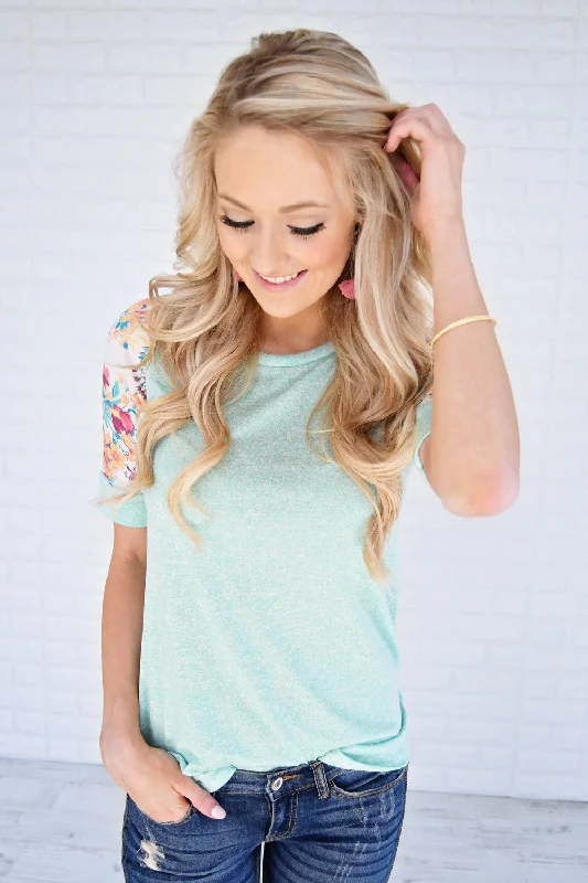Exclusive Sale Feeling Pretty Mint Ivory Top