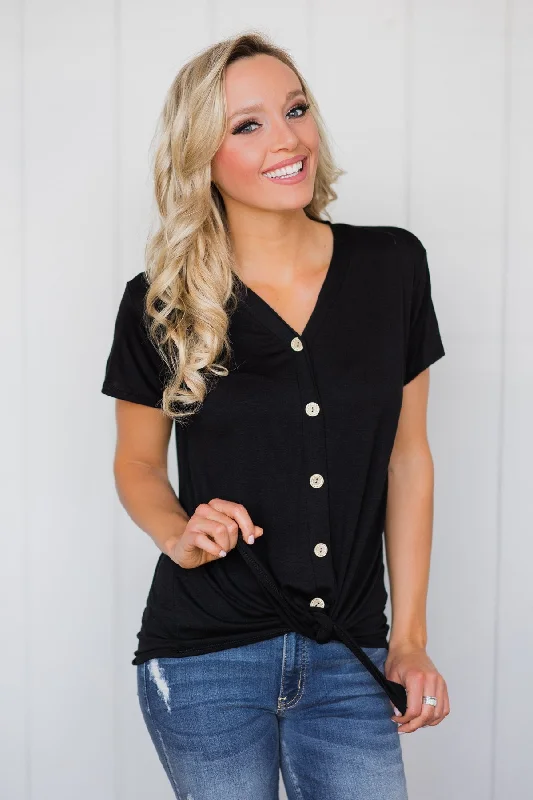 Your Chance To Save Big This Weekend Weekend Comfort Short Sleeve Top- Black