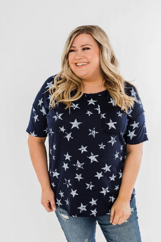 Top Picks At Markdown Prices Under The Stars Pocket Top- Navy
