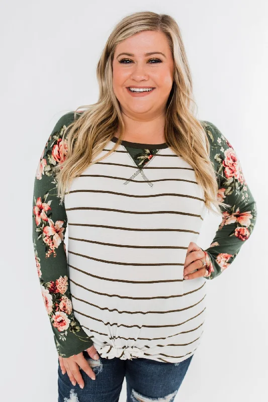 Your Next Fashion Find Is On Sale The Perfect Day Striped Floral Top- Olive & Ivory