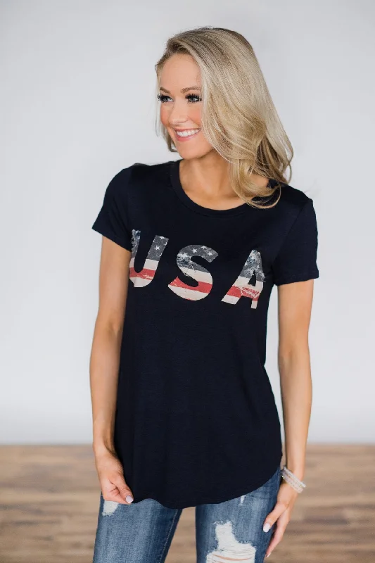Stay Ahead In Style Home Grown Navy Top