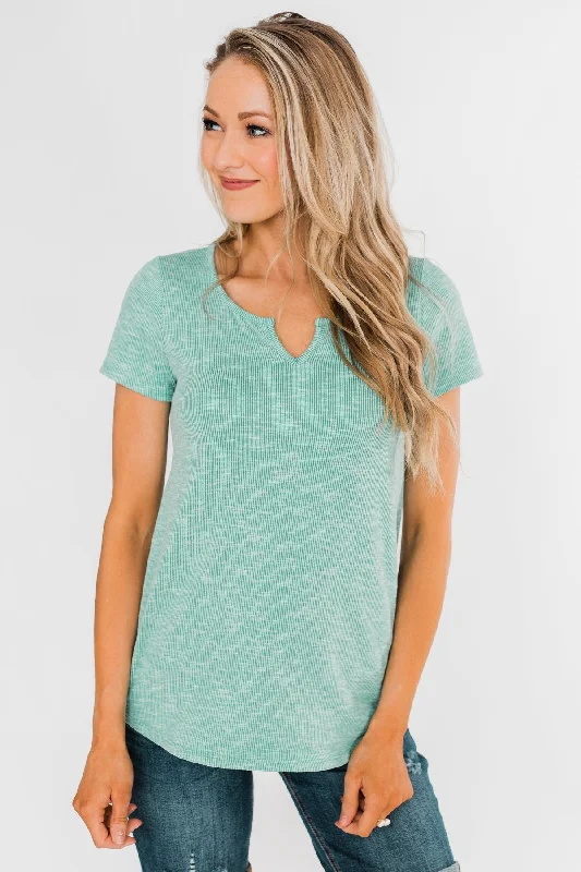 Holiday Glam Dusty Mint Notch Top