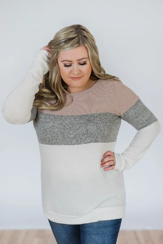 Don't Miss These Must-Have Offers Lookin' Cute In A Color Block Top- Mauve, Grey, & Ivory Don't Miss These Must-Have Offers Lookin' Cute In A Color Block Top- Mauve, Grey, & Ivory