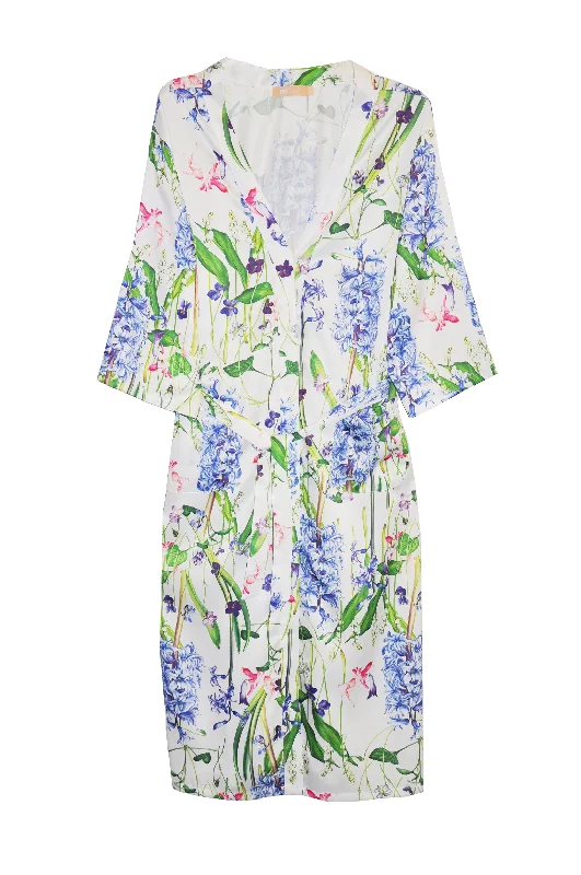 Exclusive Discount Plus Size Long Floral Lilac Satin Robe