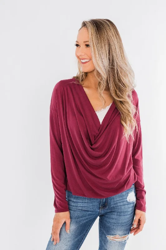 The Ultimate Fashion Sale Is Here Made You Miss Me V-Neck Wrap Top- Wine
