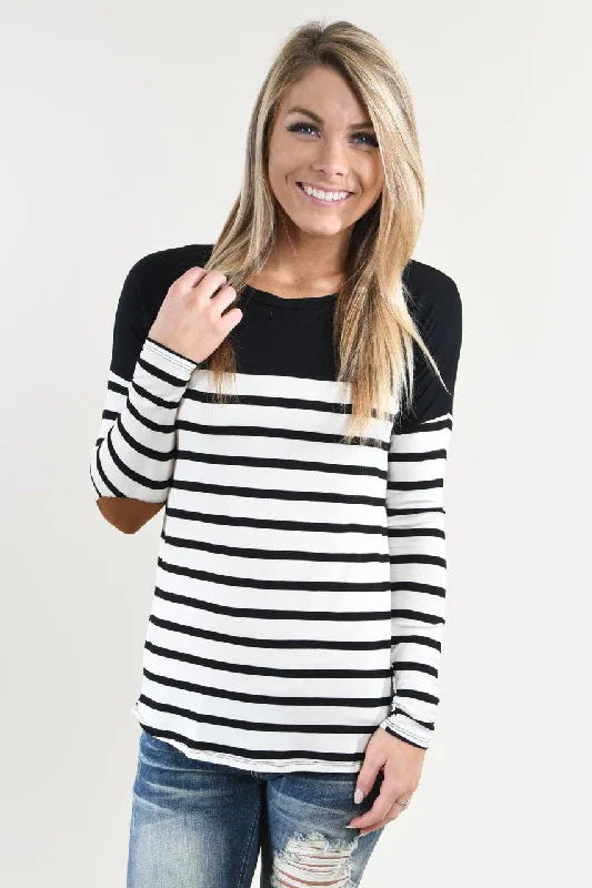 Lowest Prices This Weekend – Don't Miss Out Long Sleeve Striped Black Top