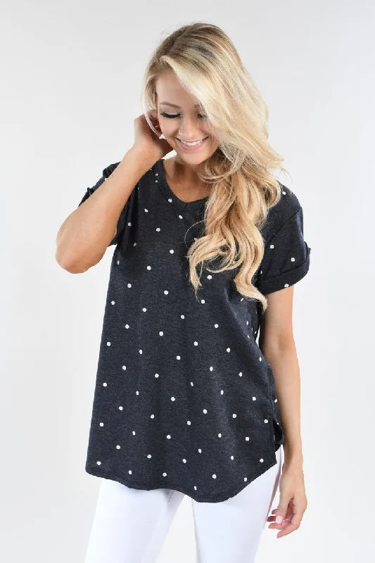 Boutique Styles It's All About the Dots Top - Deep Navy