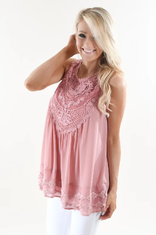 Fashion Deal Pink Lace Top