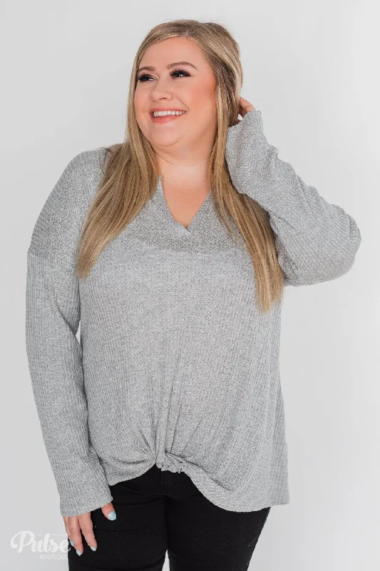 Sunday Specials – Shop & Save Twist a Little Closer Thermal Top - Heather Grey