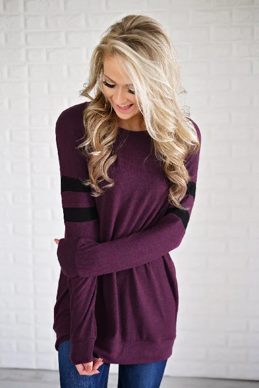 Classy Style Discounts Always Cherished Plum Top