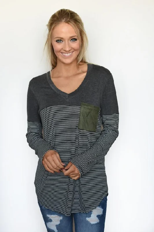 The Sale Everyone's Talking About Olive & Black Pocket Top