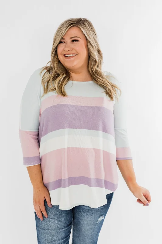 Flash Sale Starts Sweet Thing Striped Dolman Top- Pastels