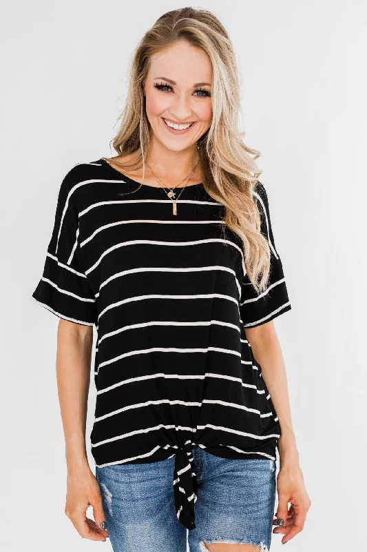 Flash Sale Fever Shine The Way You Do Striped Top- Black