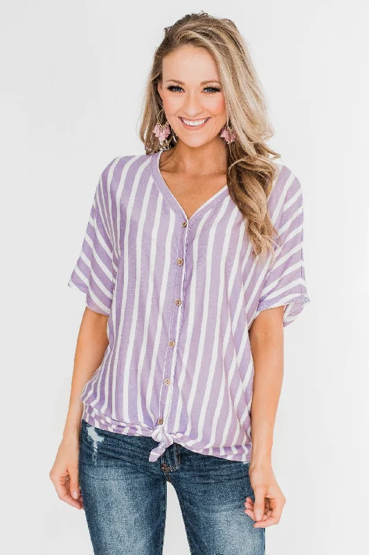 Clearance Sale, All Cheap Calling The Shots Striped Dolman Top- Lavender