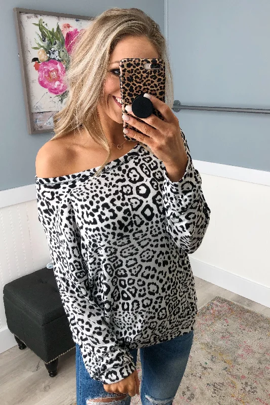 Massive Savings Wild About You Animal Print Top- Off White & Black