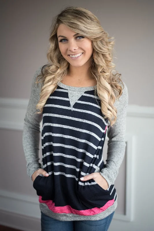 Chic Trend Collection Catch Me Outside Top ~ Pink Stripe