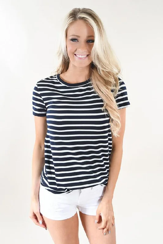 Explore What's New Beach Life Striped Top ~ Navy