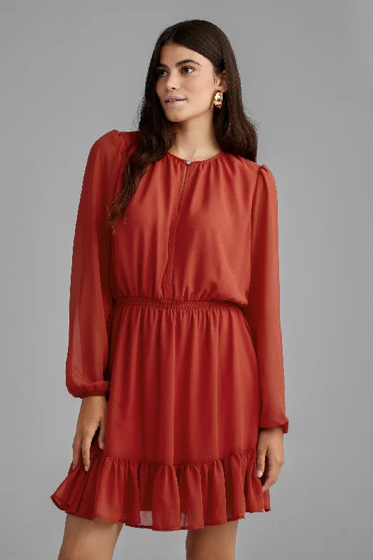 Special Sale – Don't Miss Out Robe manches longues volants au bas - Femme