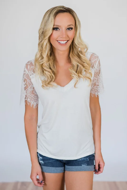 Special Offer For You Flattering in Lace Top- Ivory