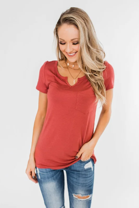 Limited-Time Sale – Grab It Before It'S Gone This is Me Notch Pocket Top- Brick Red