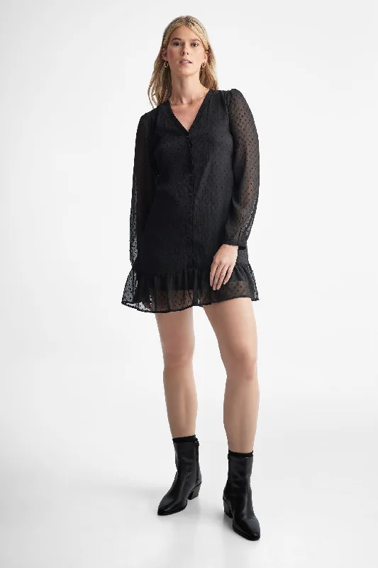 Your Shopping Spree Starts Here Robe manches longues en chiffon à pois - Femme
