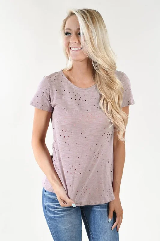 Stylish Statements Back Detail Holey Top ~ Lavender