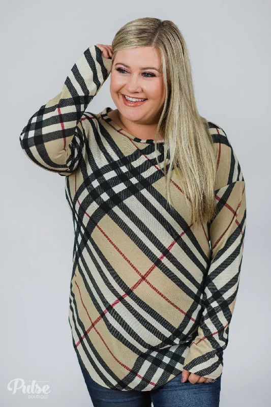 The Ultimate Fashion Sale Is Here Look This Way Plaid Top- Beige, Black, Burgundy