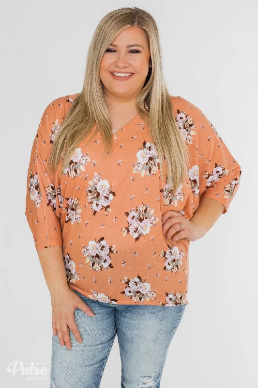 Luxury Fashion Discounts Floral Enchantment Dolman Top- Apricot
