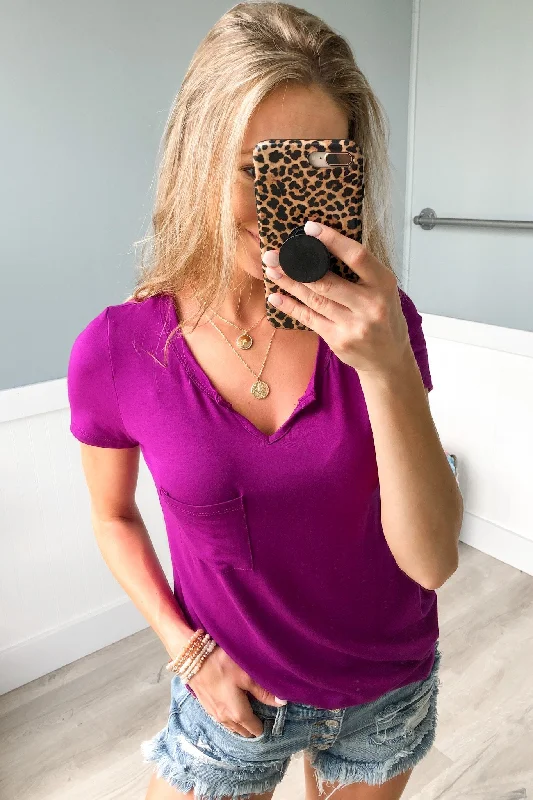 Urban Style Promotions This is Me Notch Pocket Top- Magenta