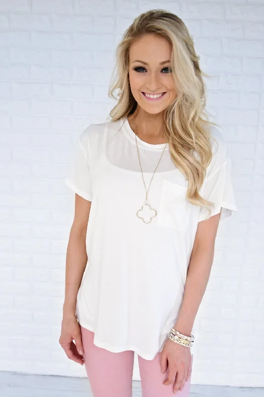 End Of Season Sale Ready or Not Pocket Top ~ White