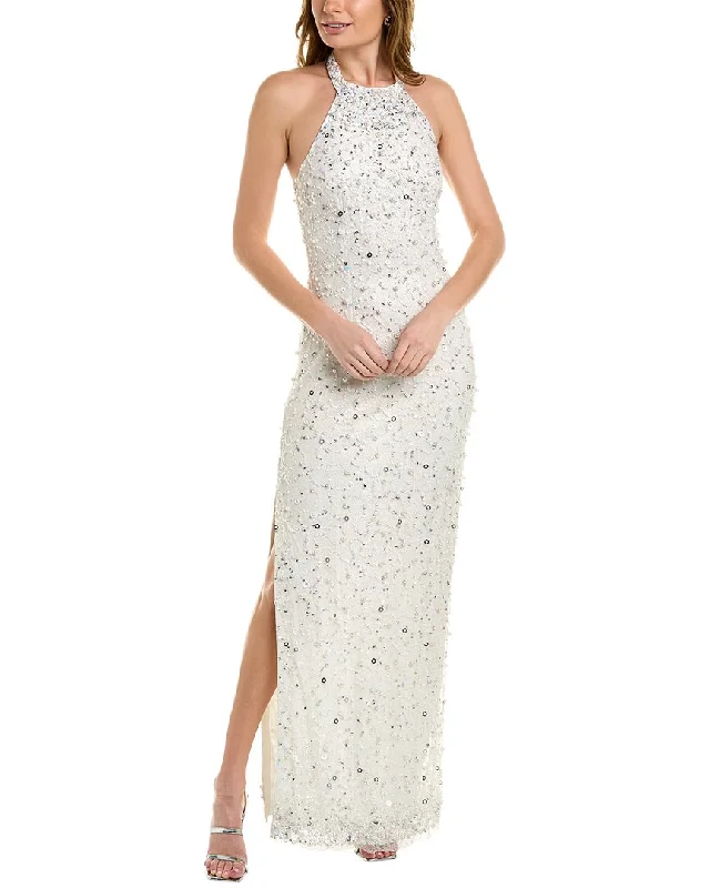 Aidan Mattox Halter Beaded Gown