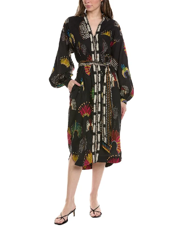 Women's Comfy Loungewear Outfit FARM Rio Linen-Blend Shirtdress