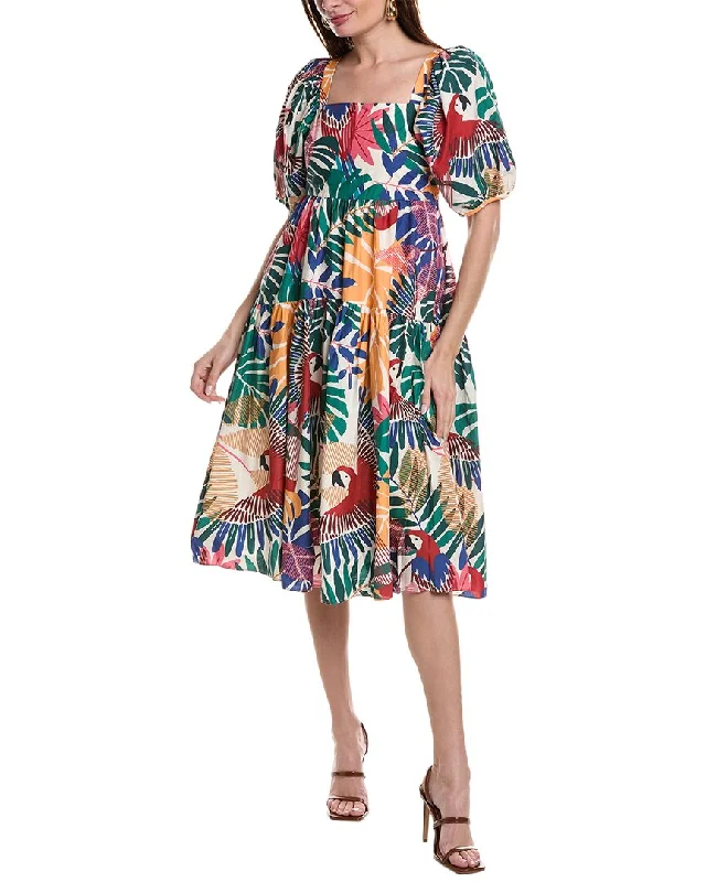 Women's Resort Attire FARM Rio Off White Macaw Midi Dress