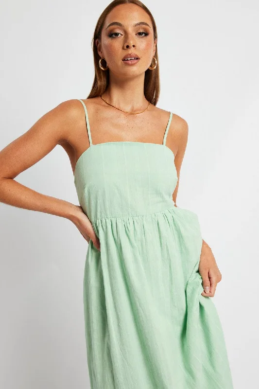 Sales For Clothes Green Midi Dress Sleeveless