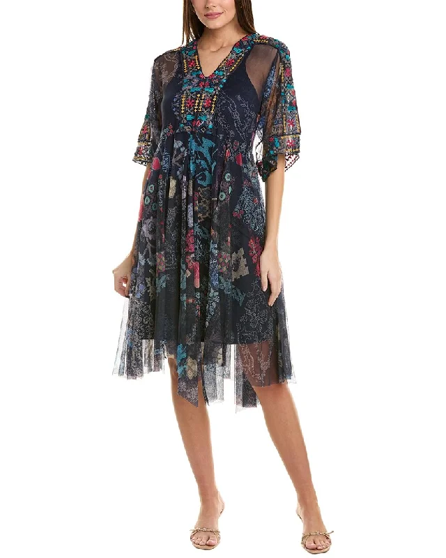 Women's Loungewear Clothes Johnny Was Elrey Kaftan Mesh Midi Dress