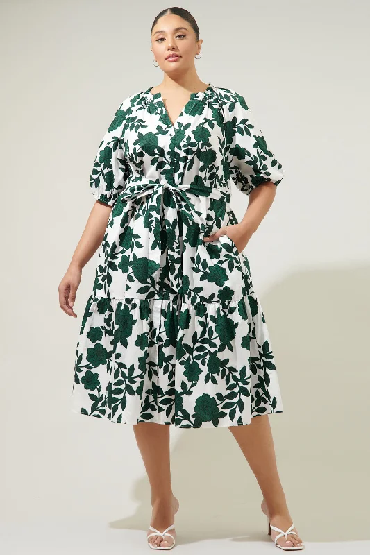 Best Clearance Sales Right Now Kane Floral Wynette Tiered Midi Dress Curve