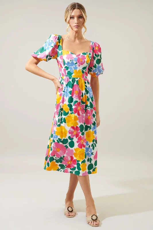 Kokomo Floral Farah Back Cut Out Midi Dress