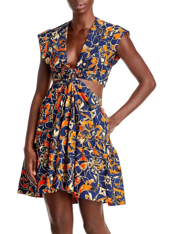 Lexi Womens Printed Knee Midi Dress