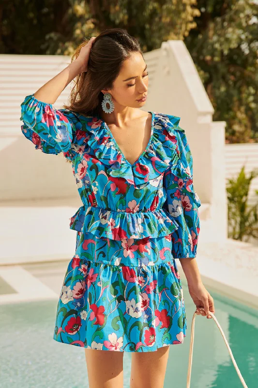 Women Fashion Lucera Ruffle V Neck Kitt Mini Dress