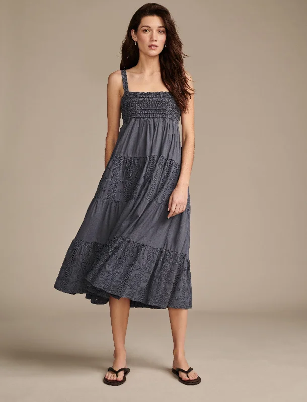 Summer Sale Lucky Brand Women's Highest Quality Embroidered Cannibis Maxi Dress