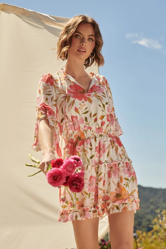 Maldonado Floral Amorcito Bell Sleeve Mini Dress