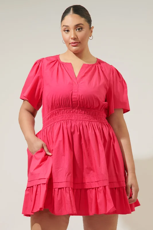 Women's Transitional Clothes Miller Split Neck Dress Curve