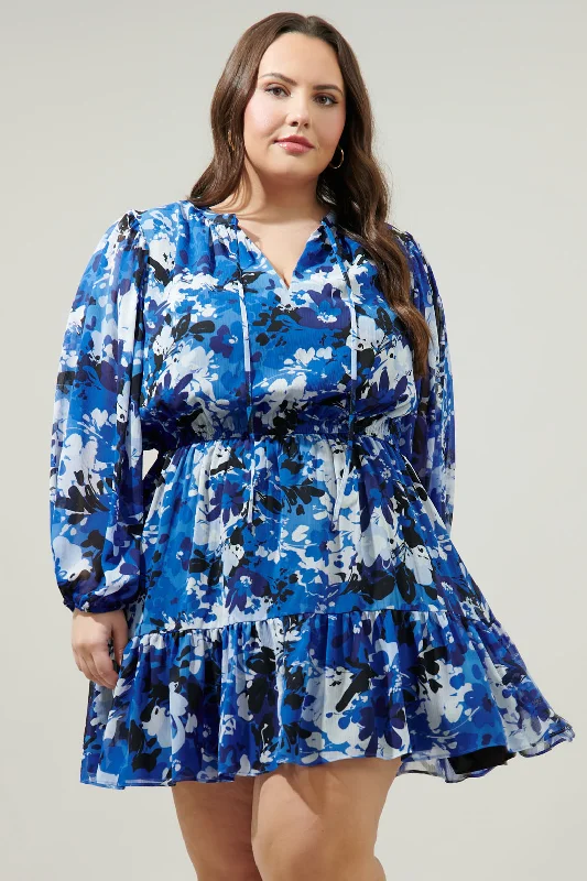 Women's Resort Apparel Moonflower Paxton Balloon Sleeve Mini Dress Curve