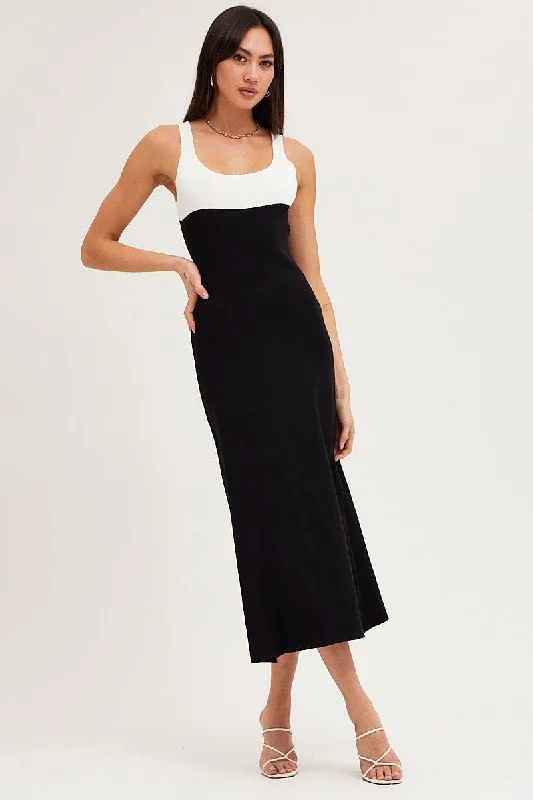 Women's Sporty Chic Clothes Multi Colorblock Knit Dress