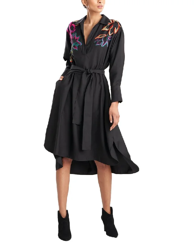 Natori Oversized Silk-Blend Shirtdress