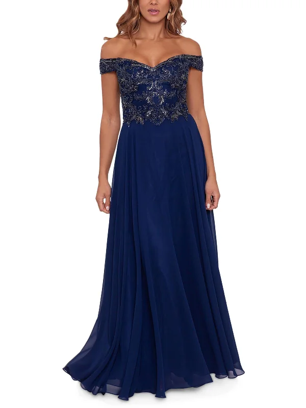 Affordable Women's Attire Petites Womens Chiffon Evening Dress