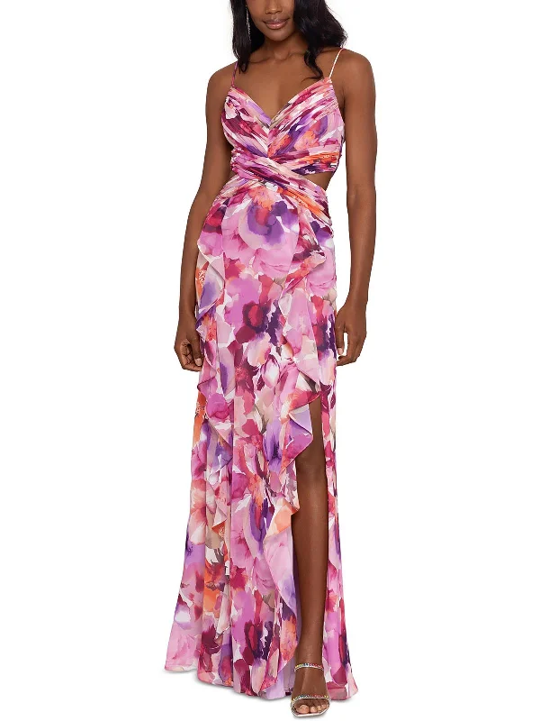 Casual Fashion for Women Petites Womens Cutout Pleated Evening Dress