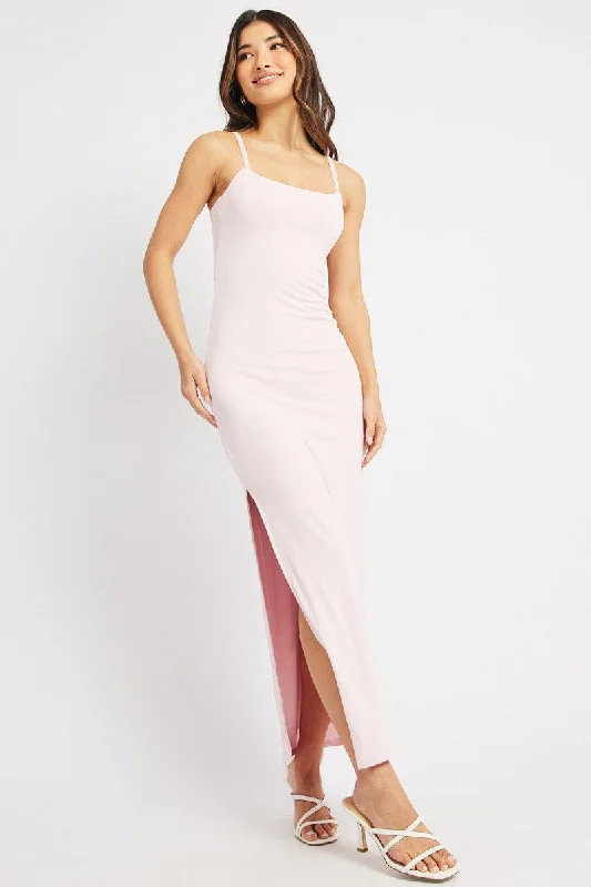 Pink Bodycon Dress Maxi Supersoft